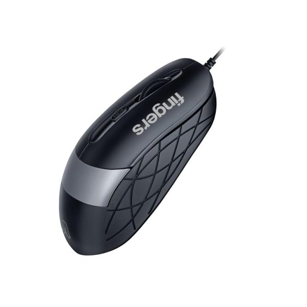 FINGERS SuperHit Wired Mouse with Advanced Optical Technology (Lightweight  Trendy Dual-Tone Design  Works Well with Windows®, macOS, Linux) (Matte Black + Steel Grey)